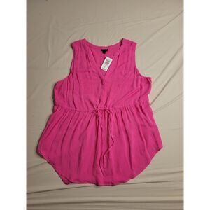 Women's Size 00 Large 10 Torrid Sleeveless Long Hot Pink Tank Cover Up Rayon New